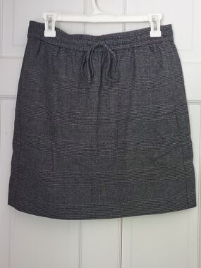 LOFT Gray Plaid Drawstring Mini Skirt